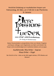 Musikalische Vesper zum Palmsonntag @ Pfarrkirche St. Salvator, Nördlingen